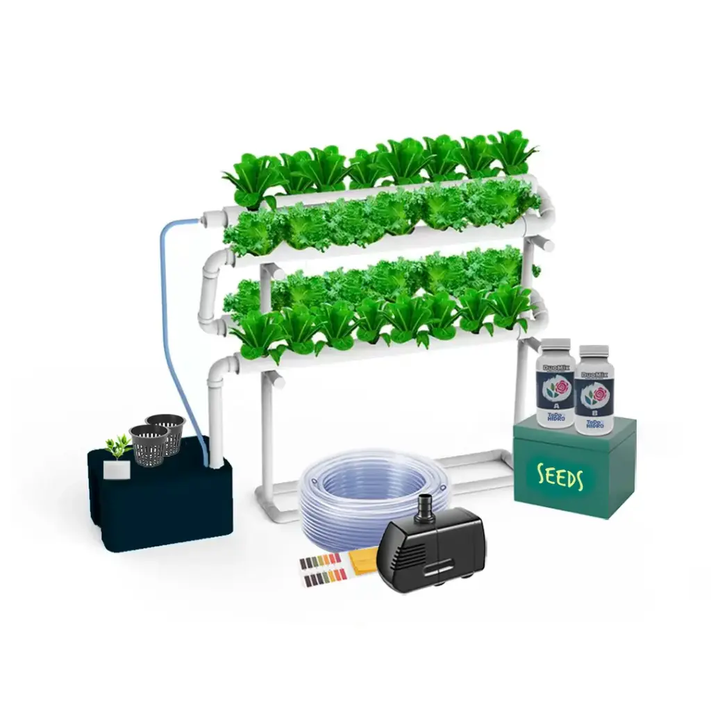 Hydroponic Kit N2 NFT System for 32 Plants, Complete Indoor Garden with Nutrients, Seeds & Accessories