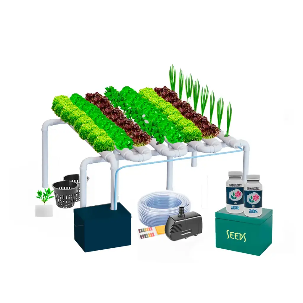 [KITWNUTRN15] Hydroponic Kit N15 NFT System for 64 Plants, Complete Indoor Garden with Nutrients, Seeds & Accessories